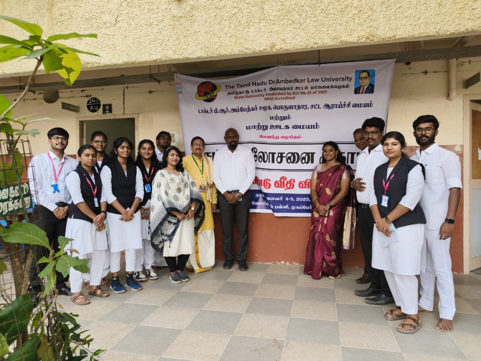 Advocate I. Calvin Jones and his team with representatives of Tamil Nadu Dr. Ambedkar Law University at the Legal Awareness Programme